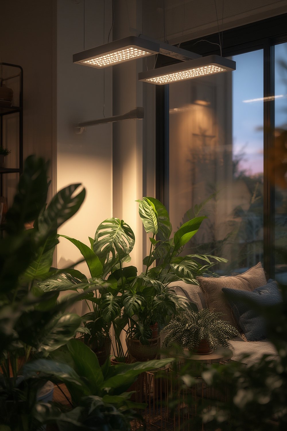 grow lights for indoor plants in use