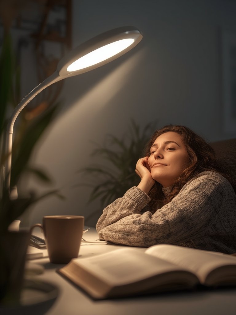 light therapy lamp being used for seasonal affective disorder