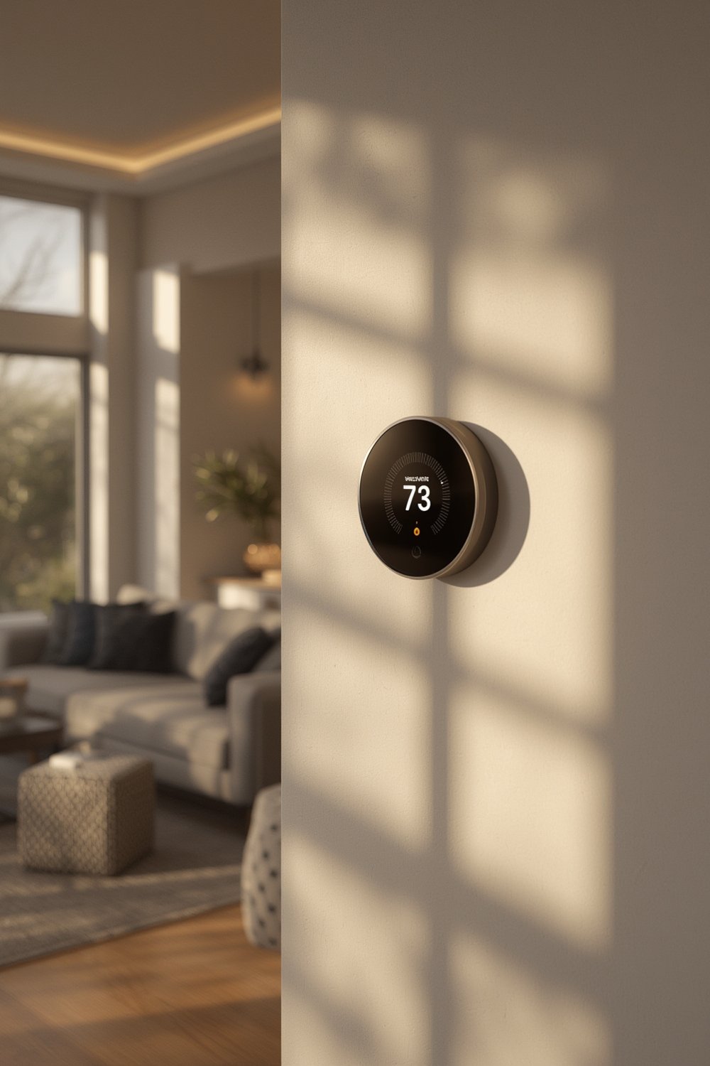 smart thermostat in use - Sensi ST55 mounted on wall