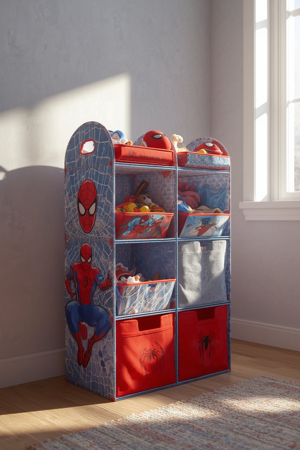 Spider-Man Organizer ready for action in a child's room