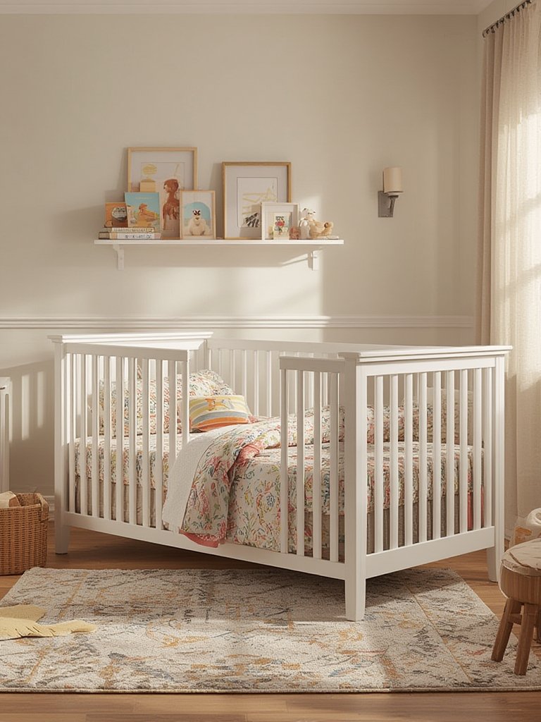 Close up of convertible crib details