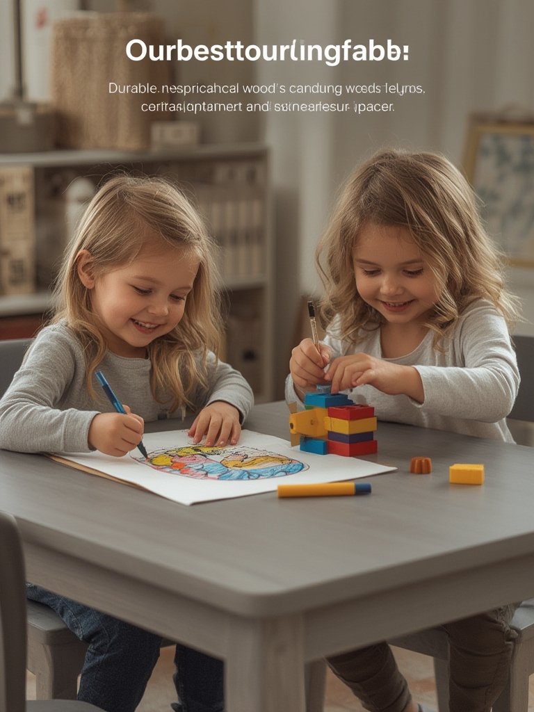 Close up of kids table set details
