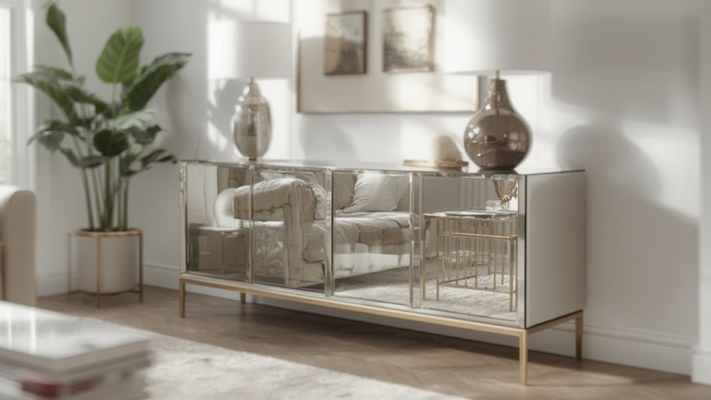 mirrored living room furniture