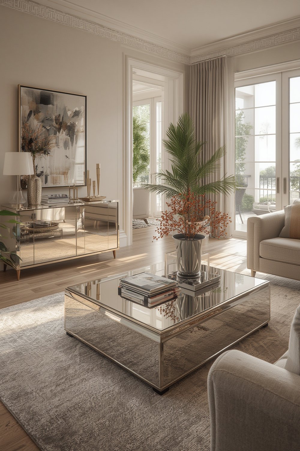 mirrored living room furniture - Illustration 1