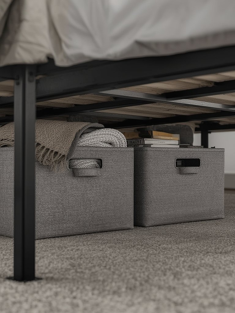 Close up of queen bed frame details