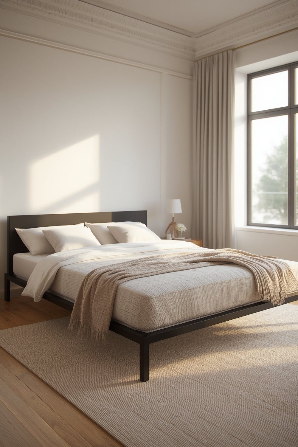 queen bed frame display