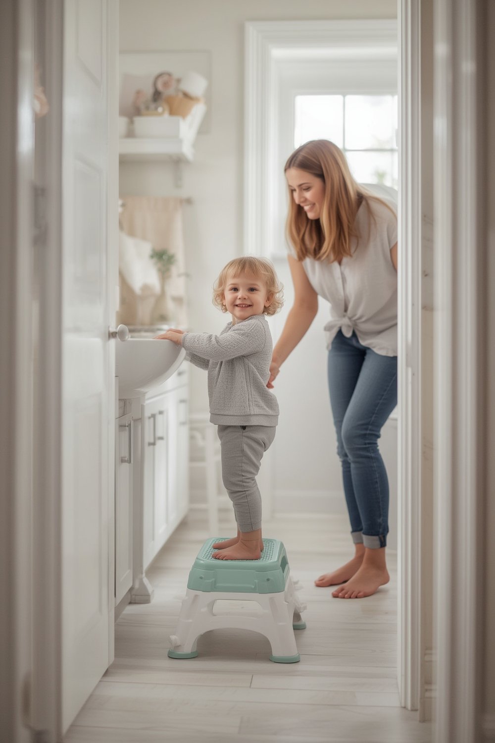 toddler stool in use by child