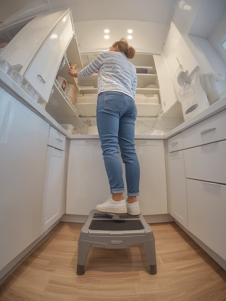 Close up of 2-step stool details