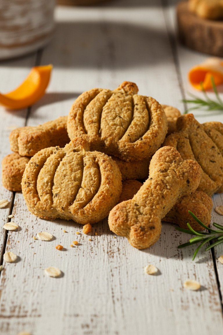 Close up of pumpkin dog treats details