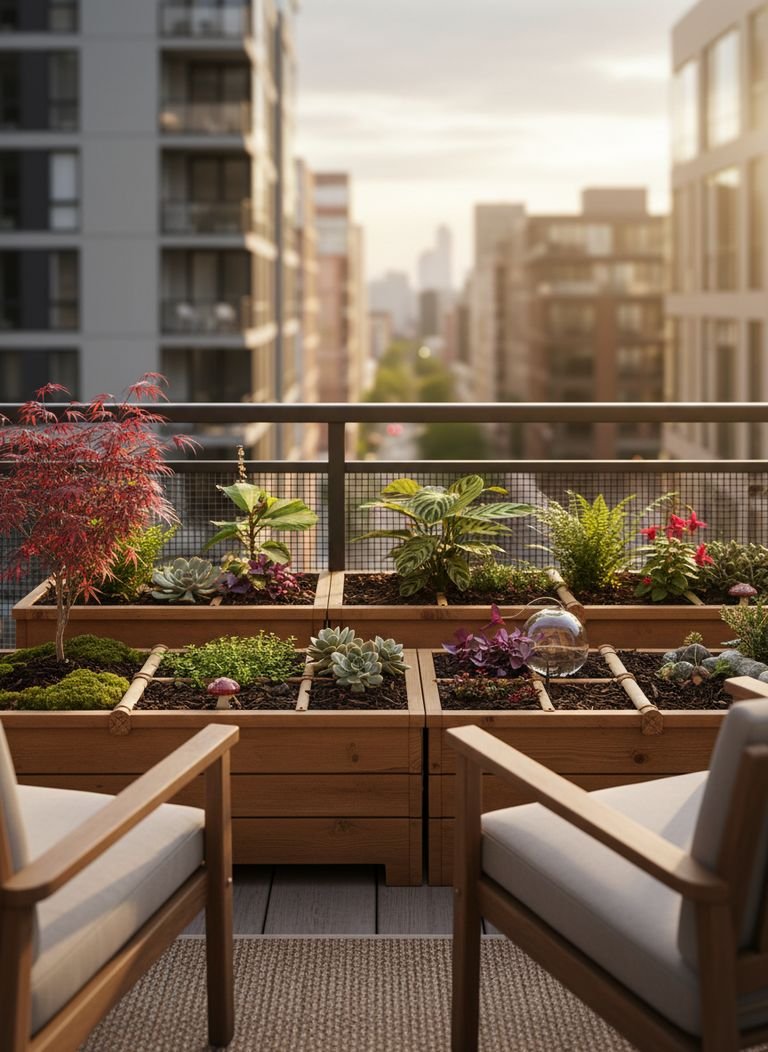 An overhead view of a well-designed Botanical Bento, showcasing different layers and textures.