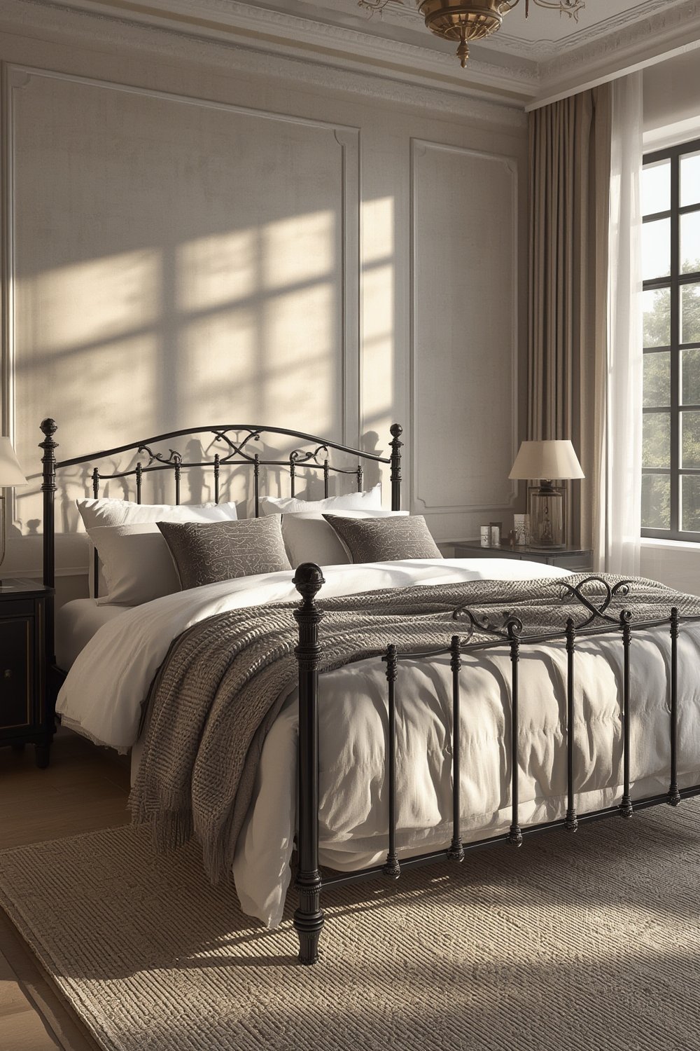 Queen metal bed display