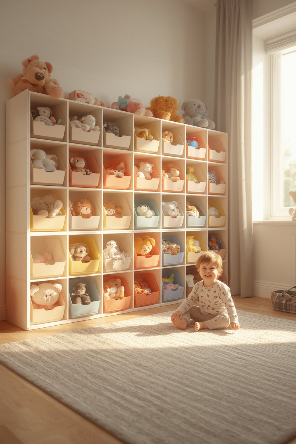 Toy Organizer display with colorful bins