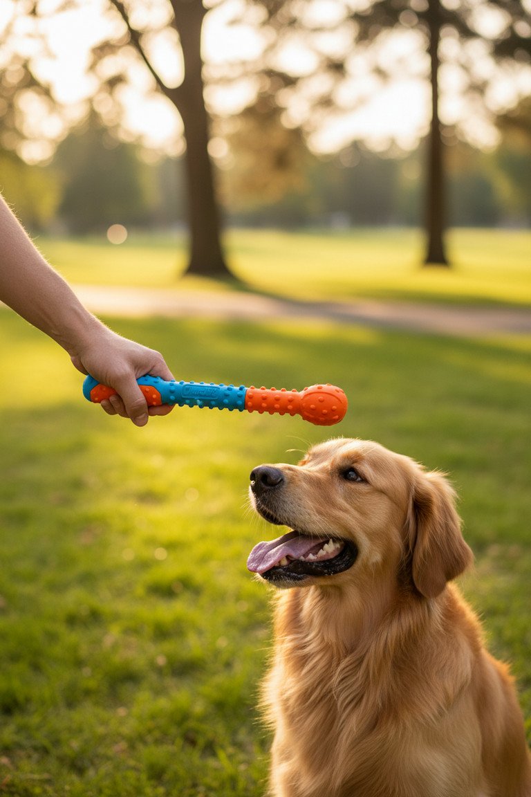 Close up of dog fetch stick details