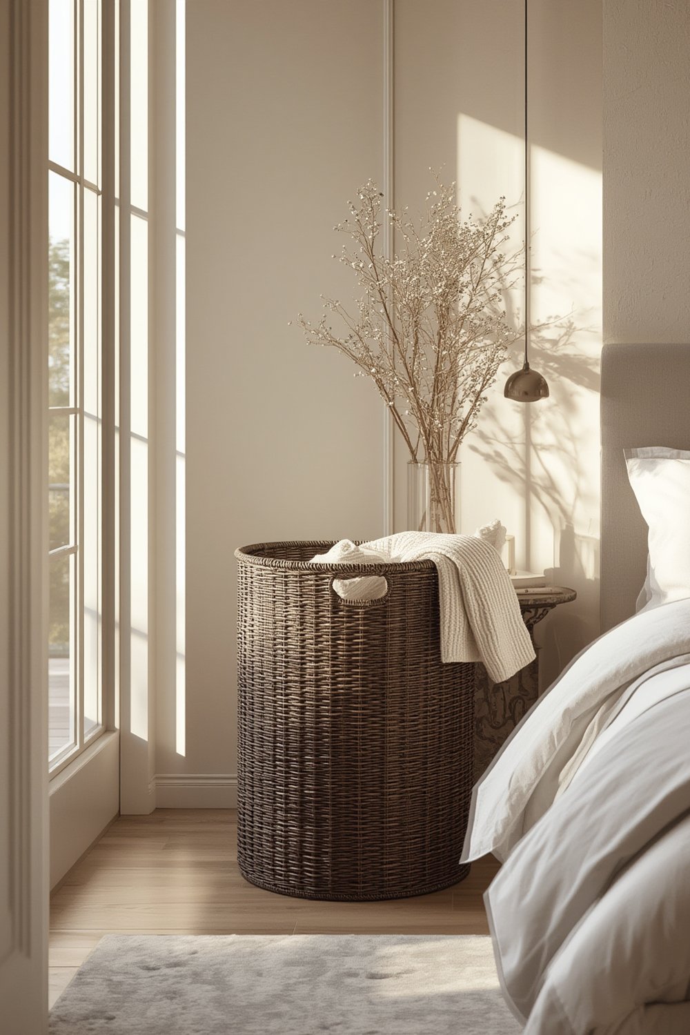 Greenstell laundry hamper on display in a bedroom