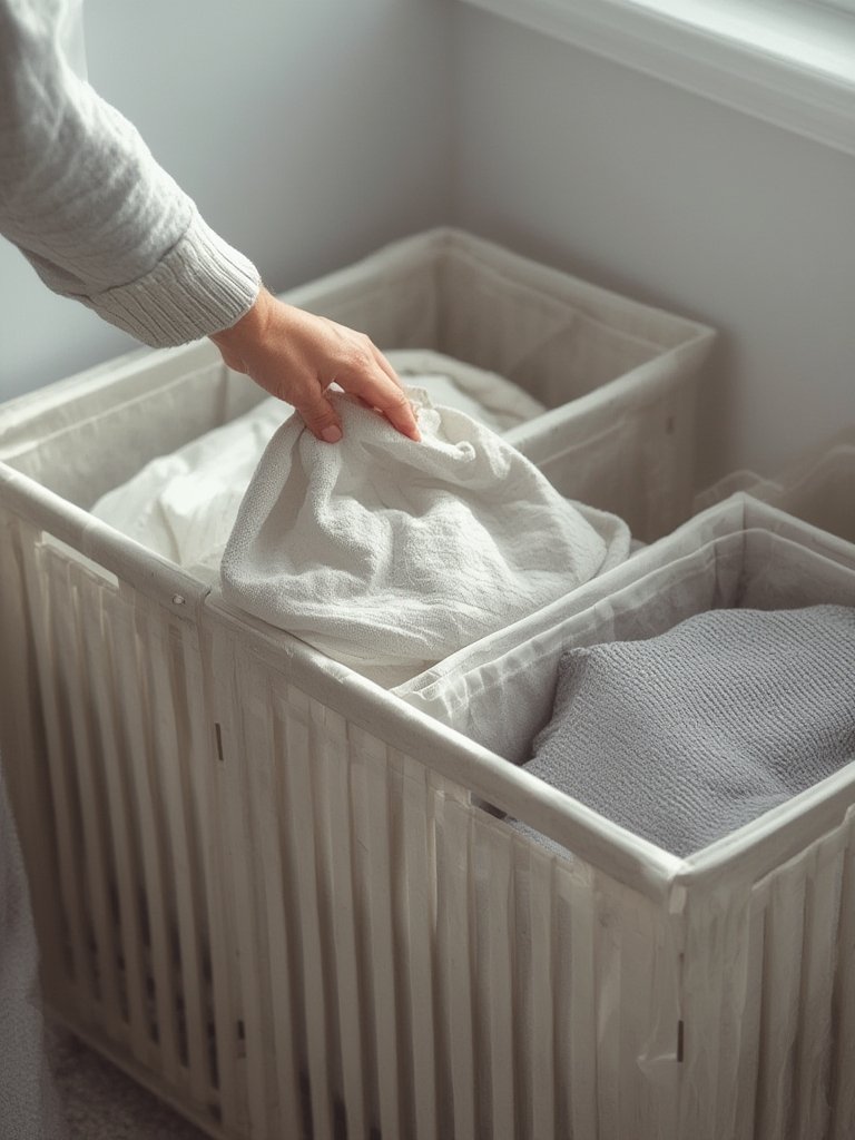 Close up of laundry sorter details