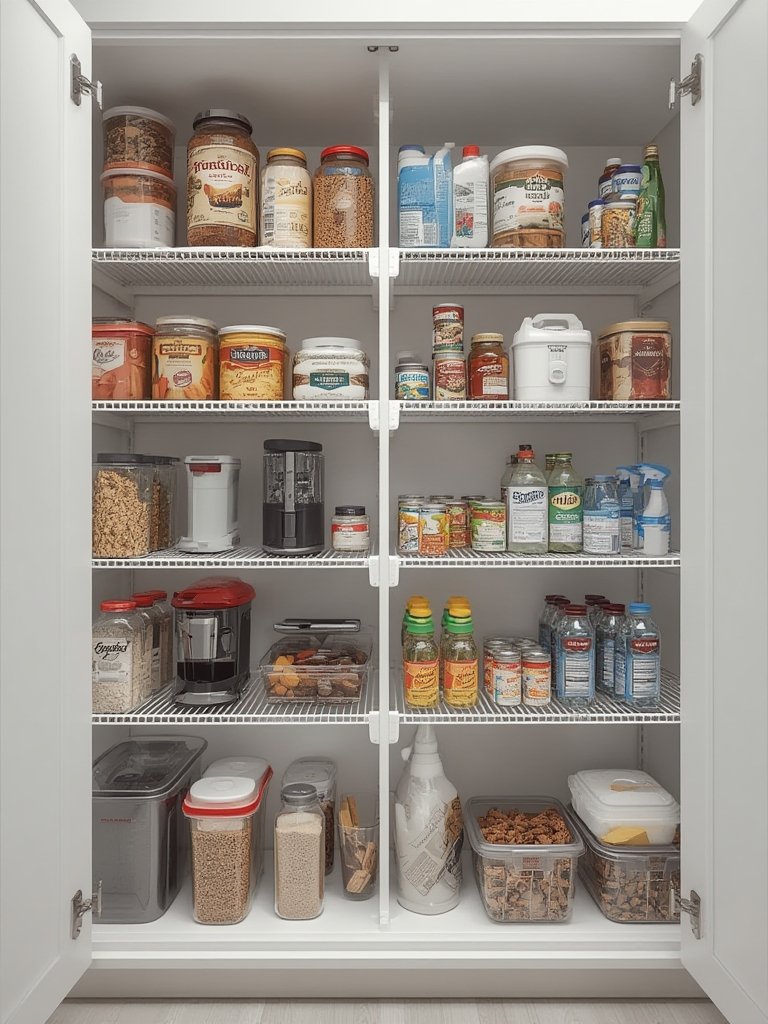 Close up of the Cinnamon Cherry finish and shelving details of the storage cabinet