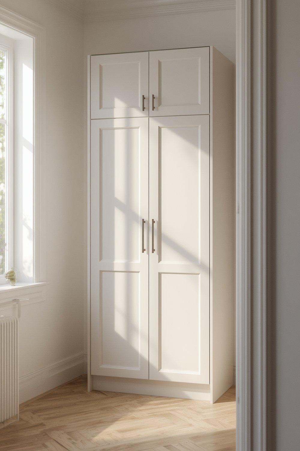 Sauder storage cabinet display in a kitchen setting