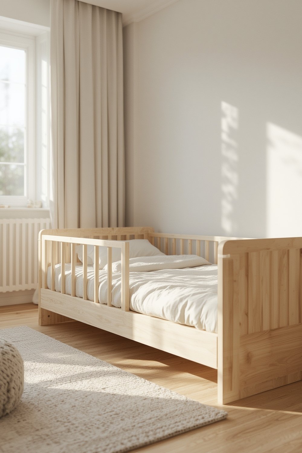 Dream On Me toddler bed displayed in a nursery setting