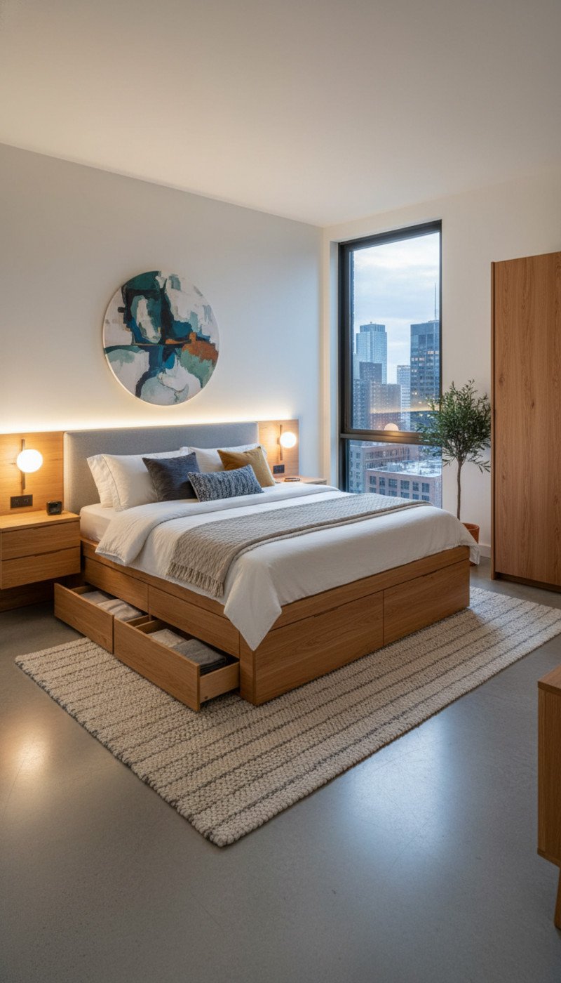 bed frame with storage drawers - Illustration 1