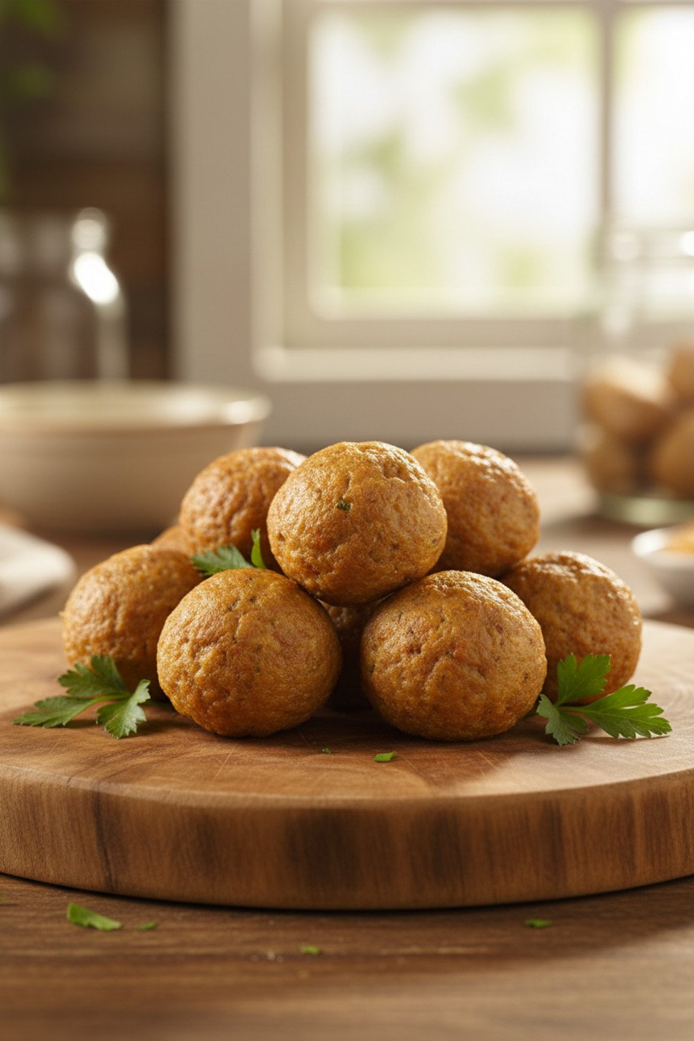 chicken meatballs display