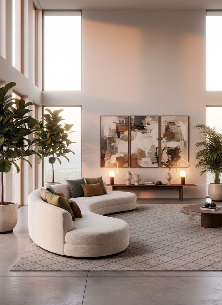 curved sofa living room - Illustration 3