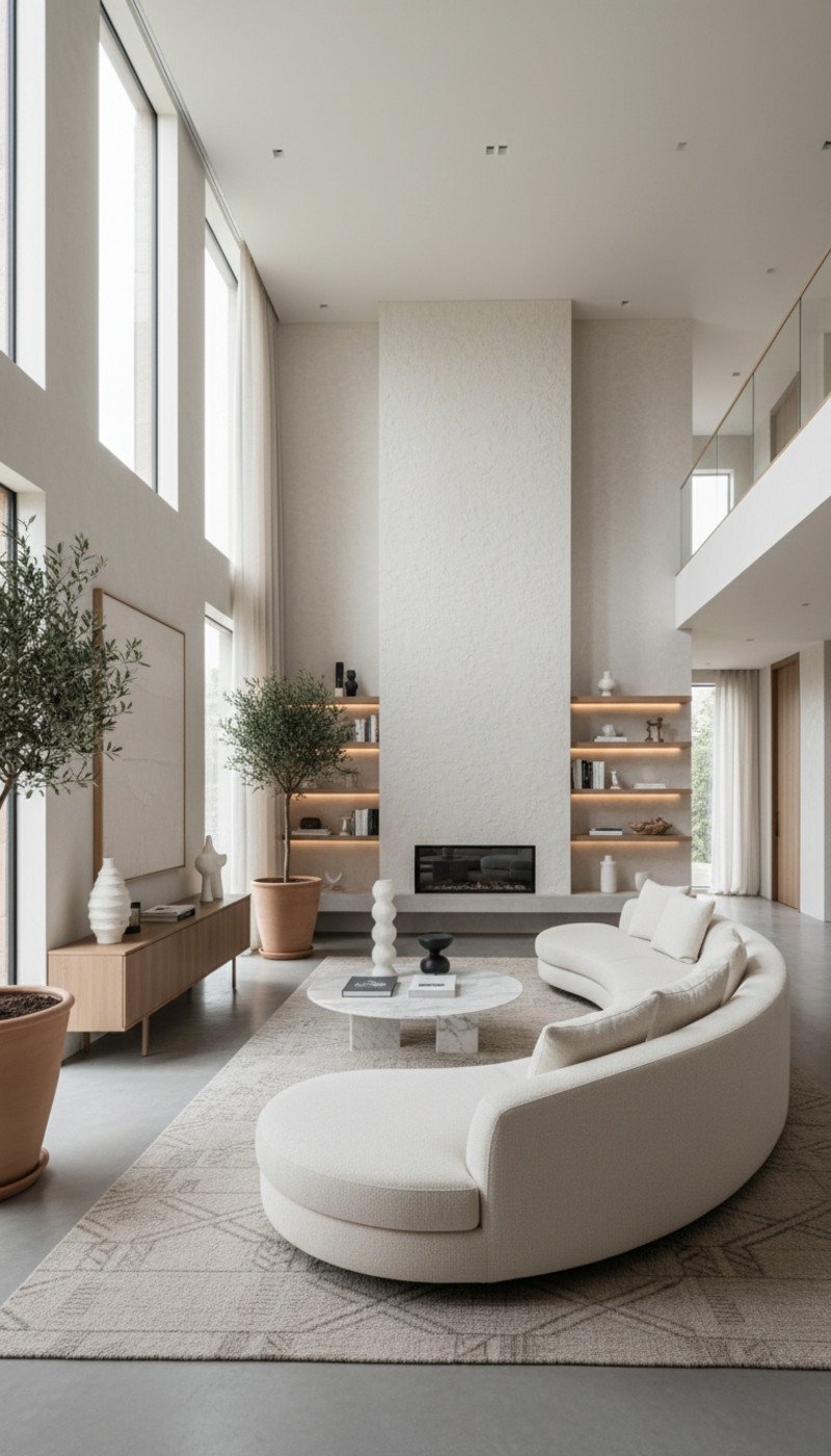 curved sofa living room - Illustration 1