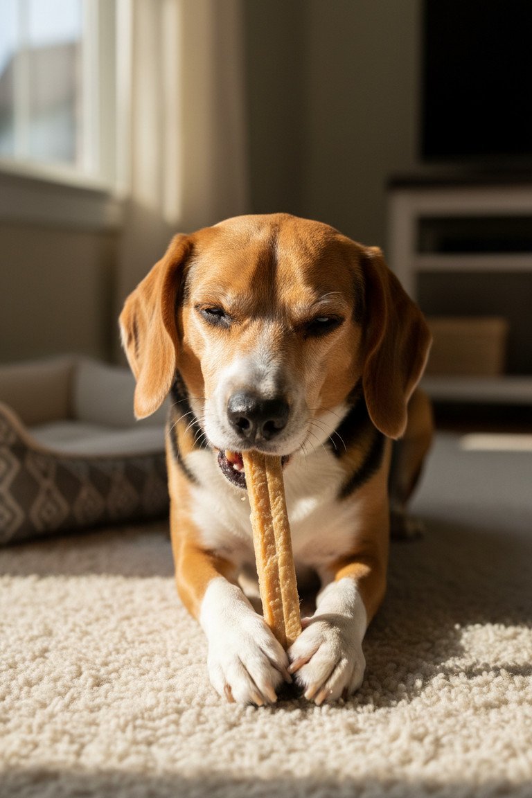 Close up of pork chews details