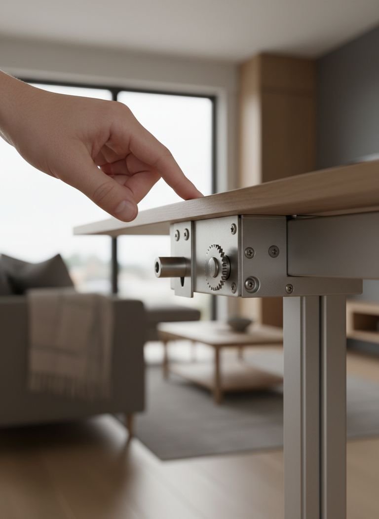 A close-up of the smooth mechanism of a hidden storage bed, a key feature in multifunctional furniture.