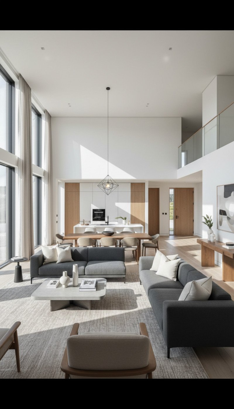 A beautifully coordinated living room furnished with a whole house furniture package.